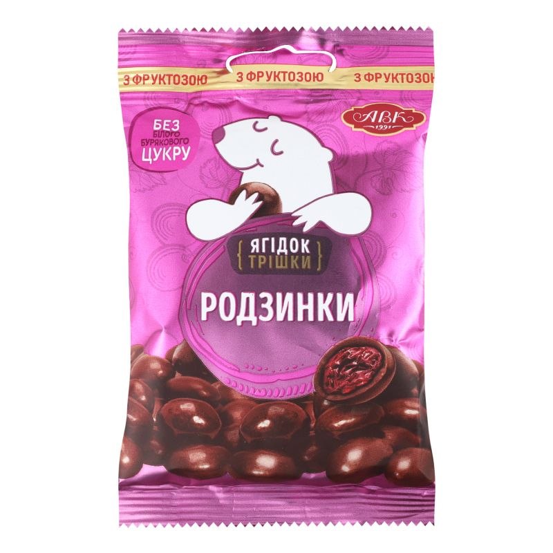 Драже АВК Родзинки шоколад фруктоза75г
